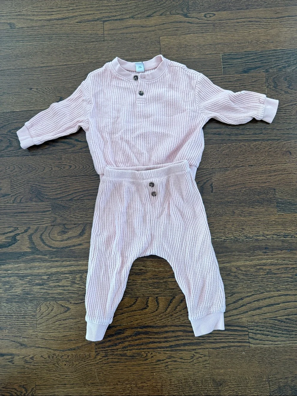 Old Navy Pink Waffle Knit Kids Matching Set